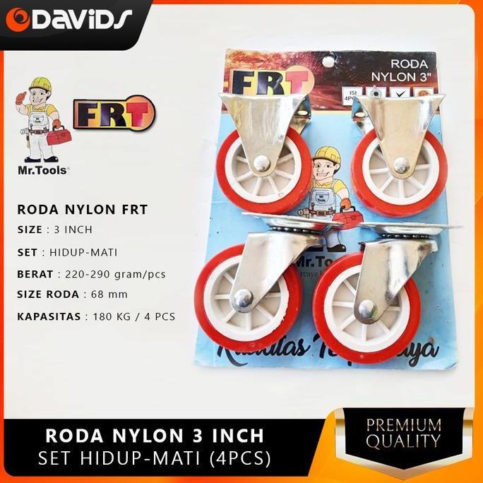 Roda Troli Etalase Lemari Ban Meja Caster Merah 3 Inch Set Hidup Mati