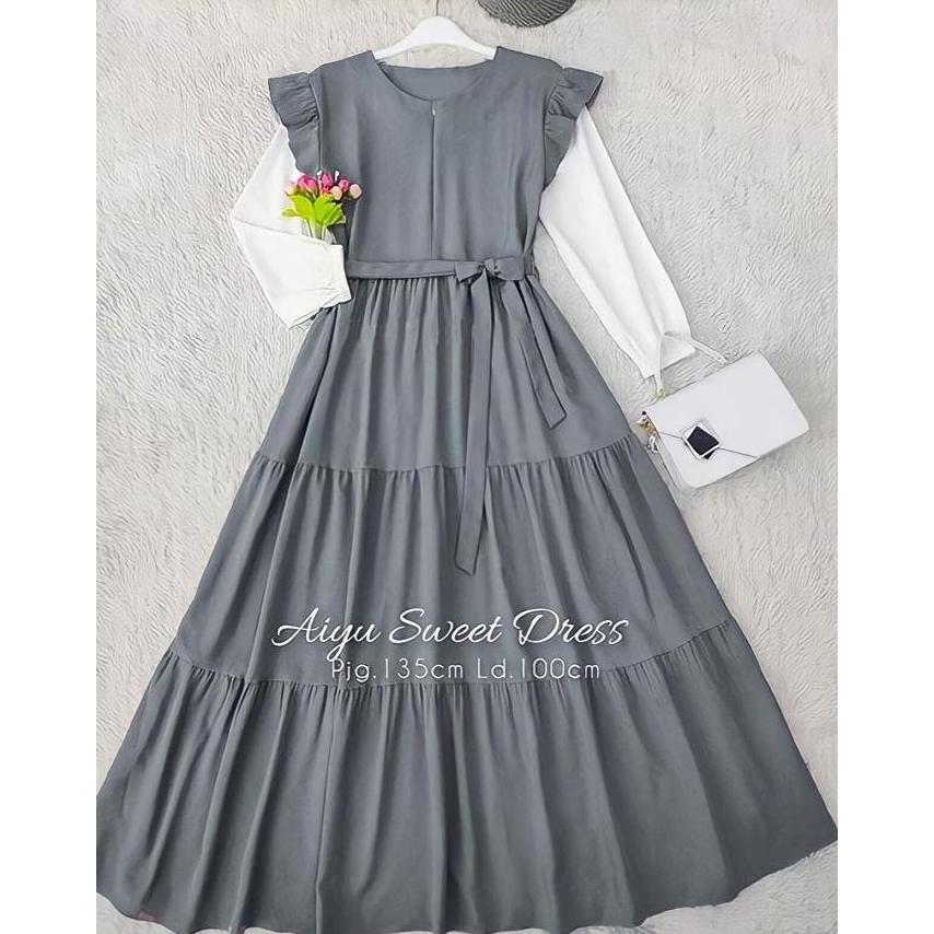 TERBARU  Gamis Anak Tanggung Terbaru Aiyu Dress Baju Wanita Remaja Dewasa Gamis Polos Muslim Syari S