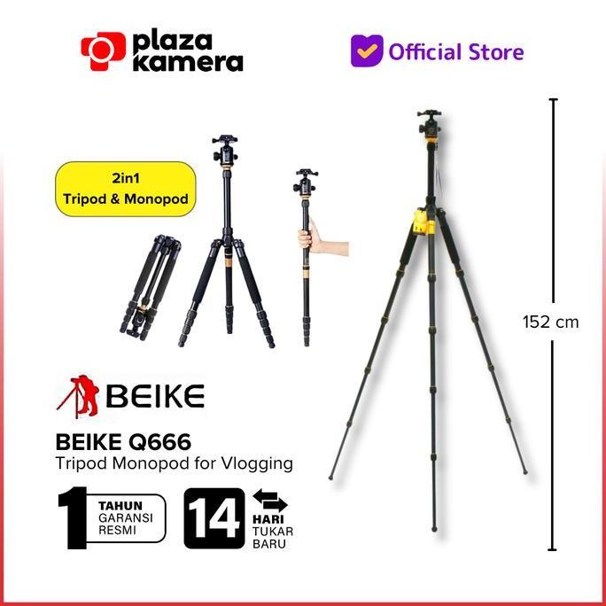 Beike Q666 Tripod Kamera Konten Kreator Vlog Tripod Monopod Beike Q666