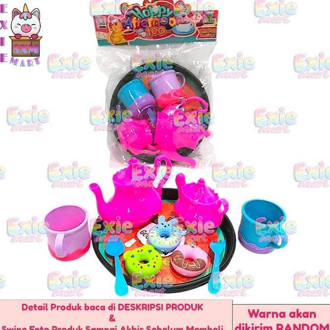 Mainan Anak Teko Set + Nampan Bulat + Donat Kue Set - Mainan Happy Afternoon Tea Time Party Set [Oct