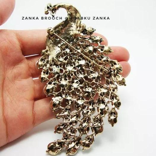 bros burung merak besar biru hijau | peacock brooch LT