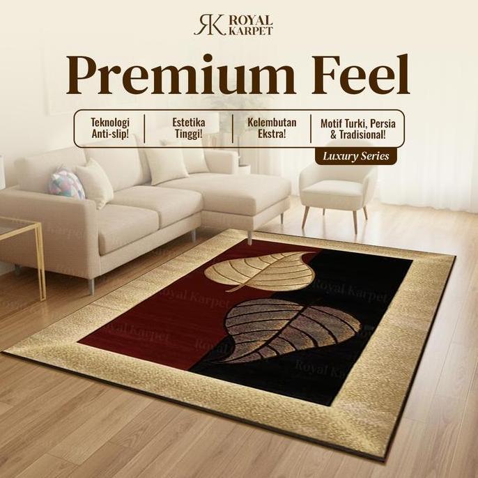 ROYAL - Karpet Eropa Premium Bahan Polyester Full Print Alas Karet Anti Slip Karpet lantai ruang tam