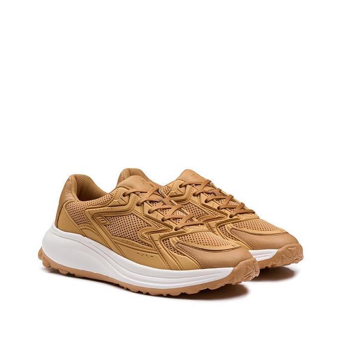 Prabu - Pradana Beige Sepatu Kulit Sneakers Pria LA