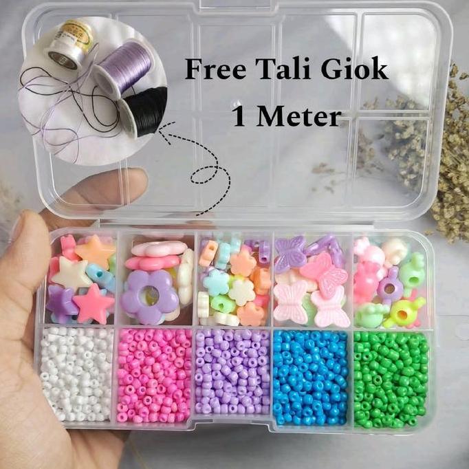 Set Manik-Manik Kotak Lengkap dengan Mote Payet dan Karakter