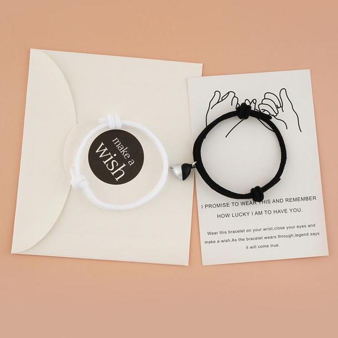 Gelang Couple Pria Wanita Magnet Hati Pasangan Sahabat B&W