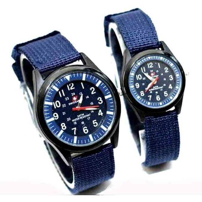 BISA COD - JAM TANGAN SWISS ARMY FASHION/CASUAL COUPLE PRIA/WANITA FASHION STRAP KANVAS