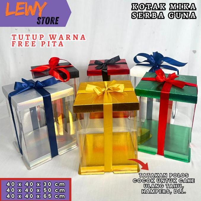 Packingpac- Cake Box Mika Dus Kue Kotak Kue 40X40 Cm Tutup Warna Dan Transparan Pet Kotak Jumbo Kota