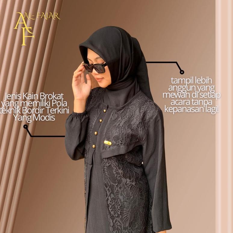HOT AZIZAH DRESS - Gamis Crinkle Airflow Mix Brokat Mewah Dress Pesta Busui Kondangan Size M L XL