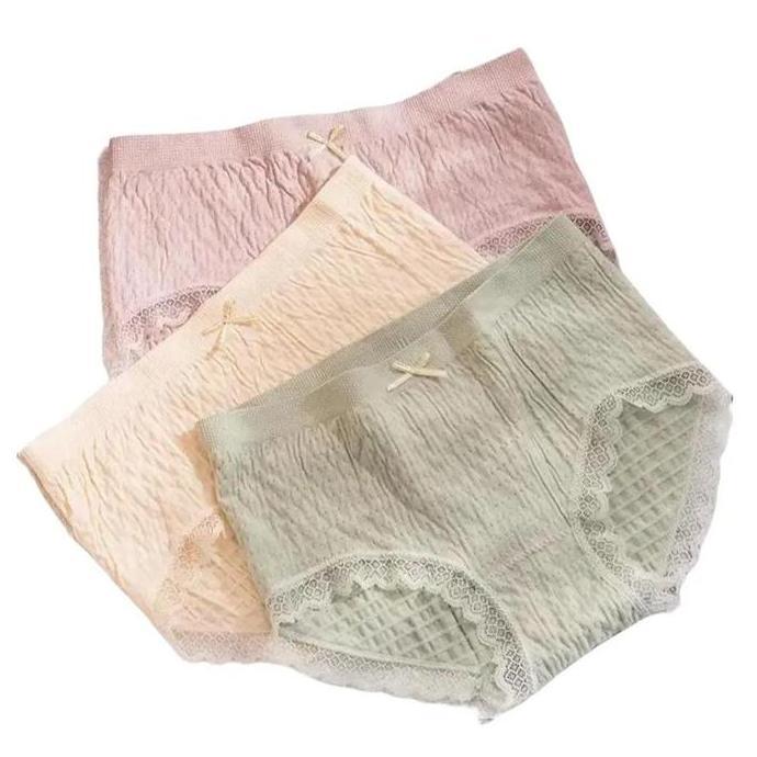 Nyaman- Promo 3Pcs Cd Wanita Dewasa Motif Renda Pita Ukuran L-Xl-Xxl - Dalaman Wanita Nyaman Dan Lem