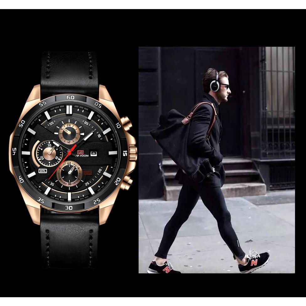 OFFICIAL VA VA VOOM 216 Jam Tangan Pria Kulit Stainless Steel Analog Quartz Original Tahan Air Watch