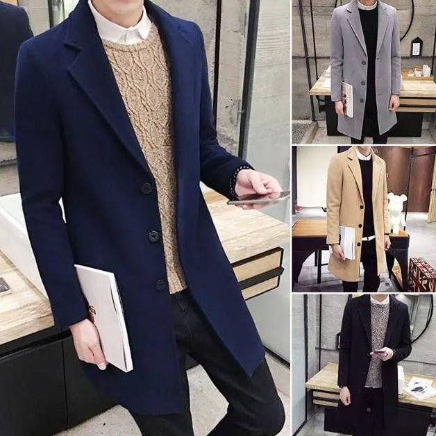 TERBARU Long men man coat model korea baju hangat trench coat pria dewasa outwear jaket jacket impor