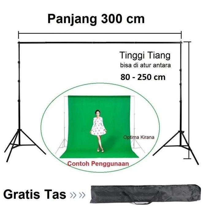 Yoi- Tiang Kain Foto Green Screen Tripod Gawang Stand 3X2.5 M Back Ground Backdrop Studio Latar Bela