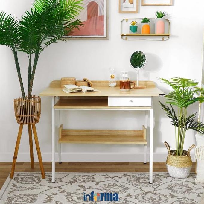 Informa Gallant Meja Kantor - Putih Meja Kerja Meja Belajar Minimalis Laci Rak