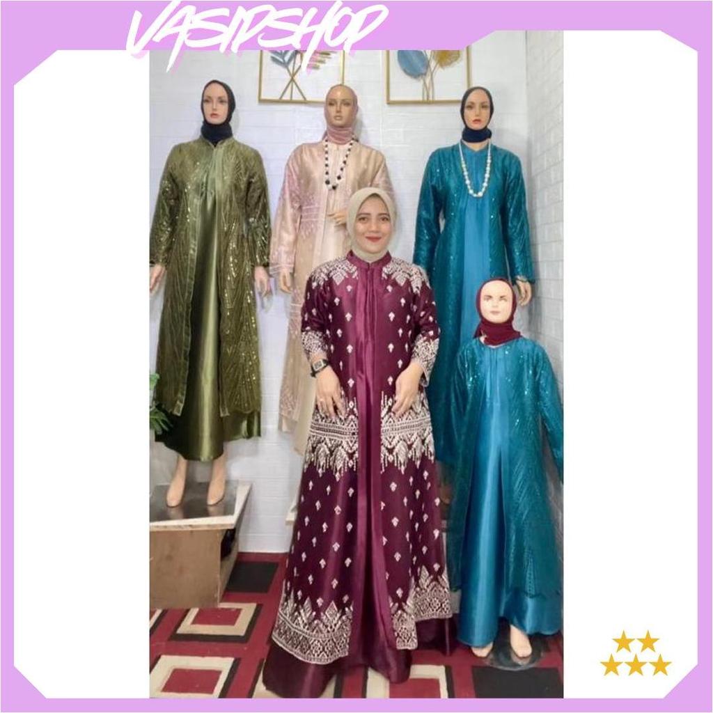 Gamis Melly Tile Sapto Kombinasi Satin Cristal Terbaru