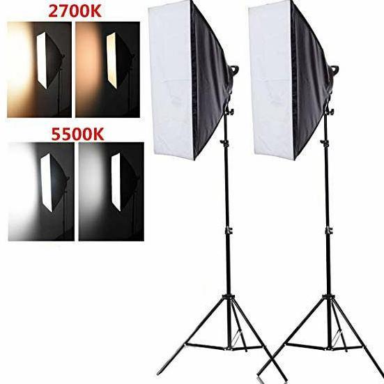 Yoi- Paket Led Video Light Vlog Bicolor Honeycomb Lighting Studio Bulat Lamp Lampu Softbox Continuou