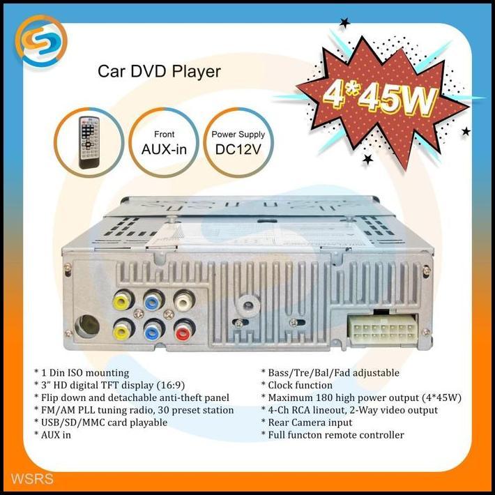 DISKON CAR DVD USB SD AUX IN PLAYER 3 INCH SINGLE DIN - TAPE DVD RADIO MOBIL 