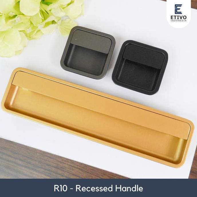 Maxcit- Etivo R10 Recessed Handle Pair Black | Tarikan Laci Tanam Gagang Lemari
