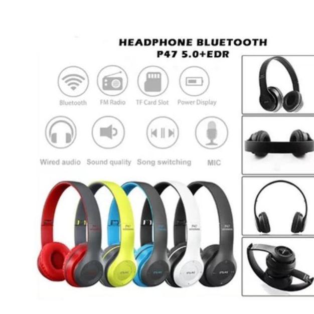 BIG PROMO [ KINMASHOP ] HEADPHONE HEADSET BANDO BLUETOOTH WIRELESS PORTABLE STEREO P47/ BANDO GAMING