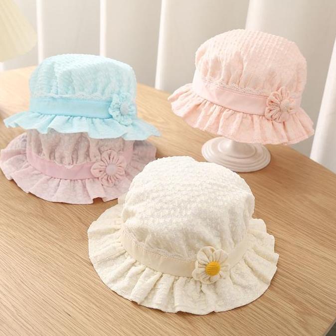 Woii- 3-9 Bulan Topi Anak Bayi Model Renda Putih