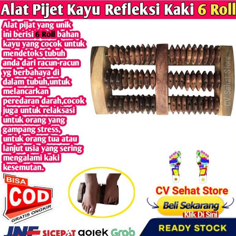 Alat Pijat Kayu Model Roll 6 Terapi Refleksi Telapak Kaki Dan Tangan Pijet Tradisional Pijit Reflexi