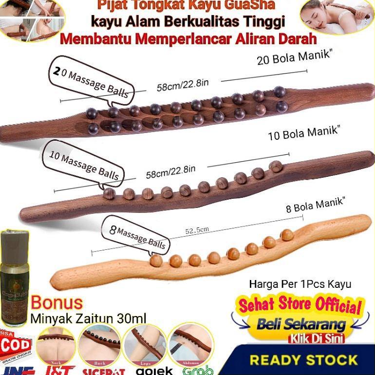 Tongkat Gua Sha Alat Pijat Bahan Kayu Untuk Terapi Punggung Betis Kaki Lemak Perut Leher Badan Refle