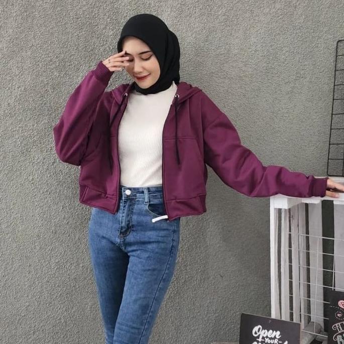 BEST DEALS Jaket Wanita Crop | Sweater Style Korea | Ziper Crop Hoodie Sweatshirt | Hoodie Crop wani