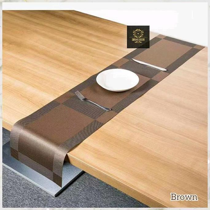 Table Runner - Taplak Meja Makan Panjang Minimalis Waterproof Anti Air Mewah 180 225 270 cm Silver