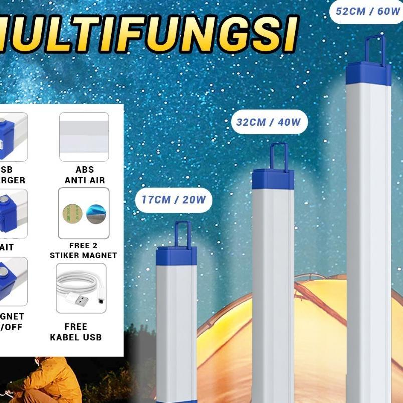 Lampu Led Emergency Darurat Portable Stik Panjang 3 Mode Multifungsi Dc 5V 20W 40W 60W Lampu Kemah D