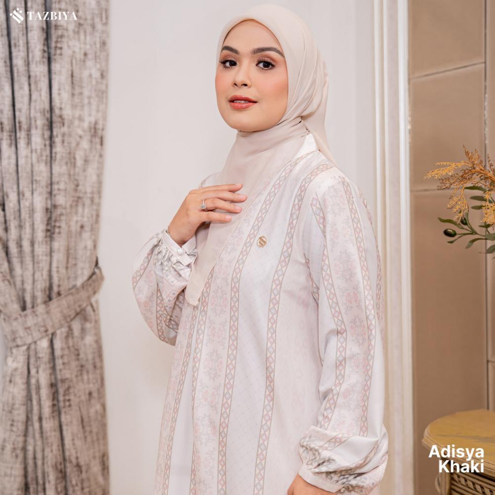 HOT PRODUCT TAZBIYA - Gamis Motif ADISYA I Dress Motif Premium I Busui Friendly I Dress Raya 2026