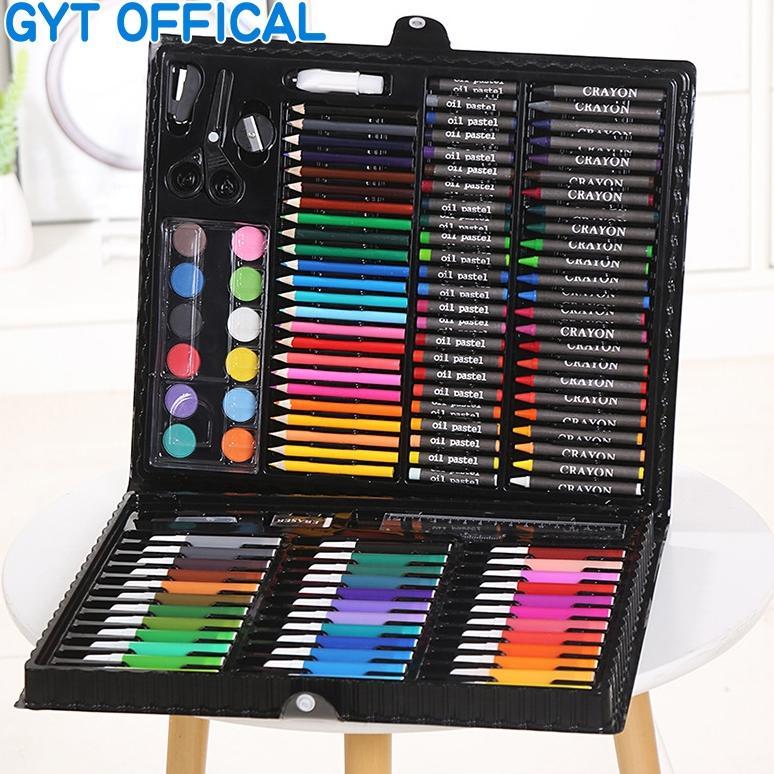 BESTPROMO GYT Set pena cat 150 anak kuas cat air krayon lilin tongkat alat lukis set perlengkapan se
