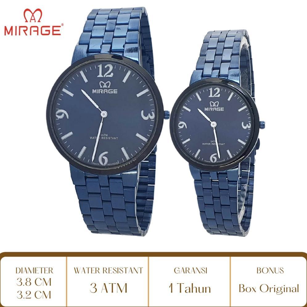 Jam Tangan Mirage Watch Official Couple Pria Wanita Blue 2 Jarum