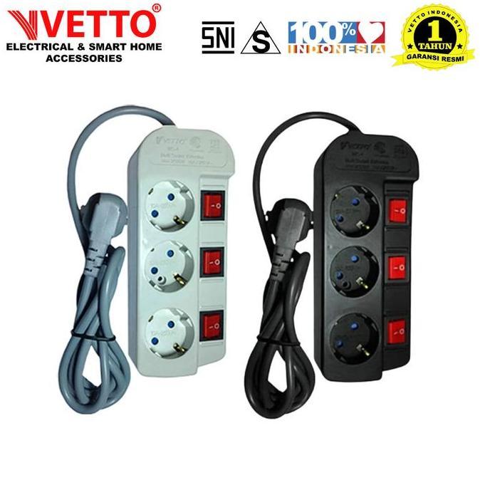 Murah Vetto Stop Kontak Ms3 1.5M Full Bulat 1.5 Meter Sni Dengan Auto Child Shutter Fire Retardant K