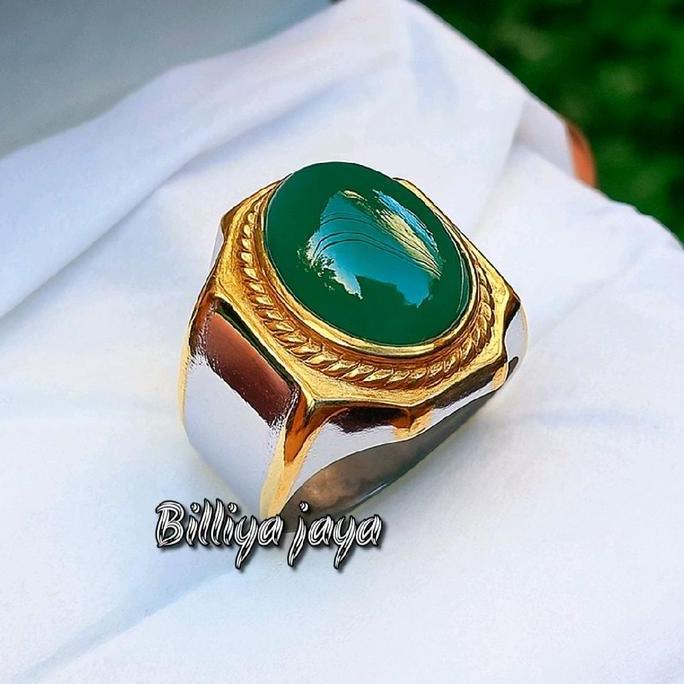 CINCIN BATU GIOK HIJAU GARUT RING TITANIUM