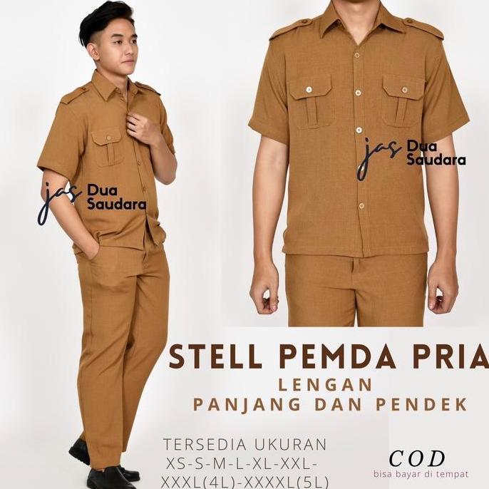 Termurah / Hot Sale Stell Pemda Pria / Stell Pdh Pria / Stell Pemda Cokla Khaki Pria / Baju Pemda Pr