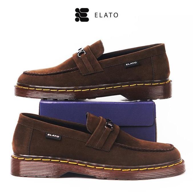 Termurah / Hot Sale Elato - Sepatu Loafers Pria Kasual Flat Shoes Suede Hitam  Coklat  - Wilson