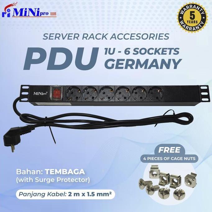 Promo Minipro Power Distribution Unit Rack Server 6 Port Germany Socket 3500W/1U 6Way Pdu Germany/ P