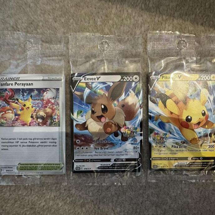 Pikachu Eevee Fanfare Perayaan Promo Set Sealed Pokemon TCG Indonesia