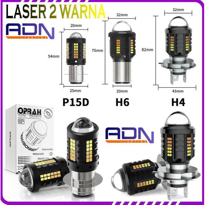 LED LASER P15D H6 H4 2 warna ALIEN D2 Mobil Motor ADN