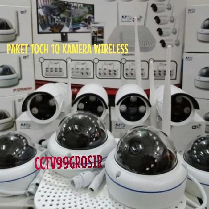 PAKET CCTV NVR KIT WIRELESS 10CH 10 CAMERA INDOOR OUTDOOR 8MP FULL HD