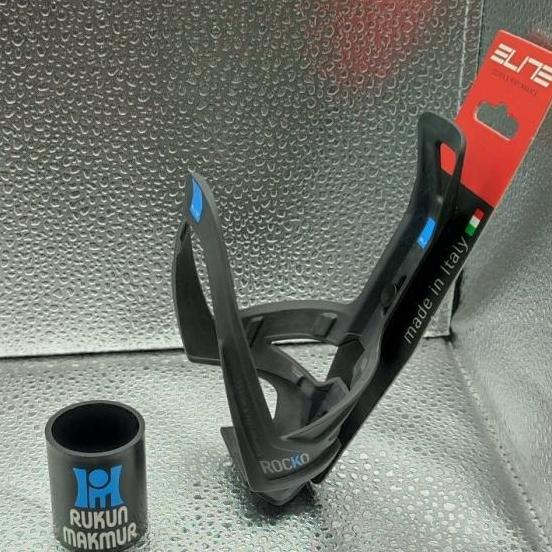 Promo Elite Cycling Water Bottle Cage ROCKO Carbon Lightweight - Black Blue - Cagak Botol Minum Sepe