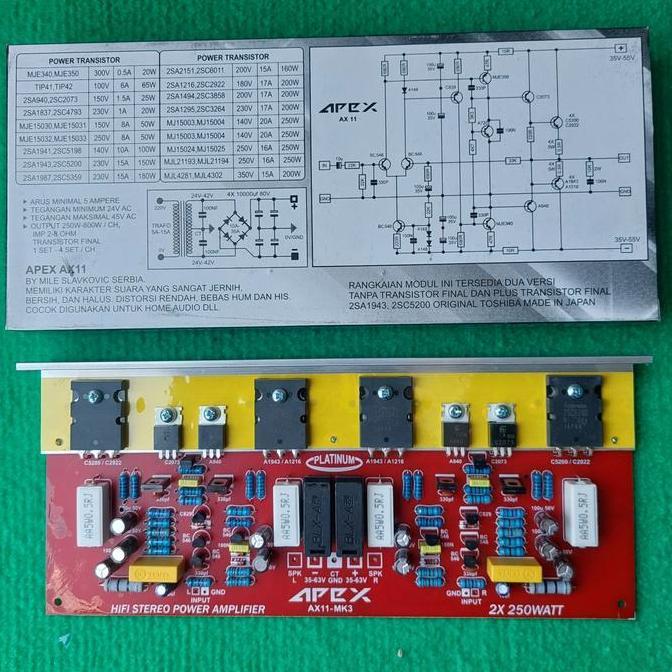 TERMURAH - KIT PCB PLATINUM APEX AX11 MK3 STEREO POWER AMPLIFIER 500W SOUND BLAZER OPEN YIROSHI ster