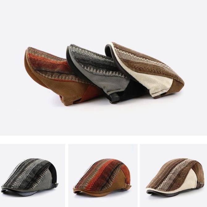 KATERINABLU Topi Pet Pria Original / Ahitan Warna Topi Pelukis / Flat Cap Retro