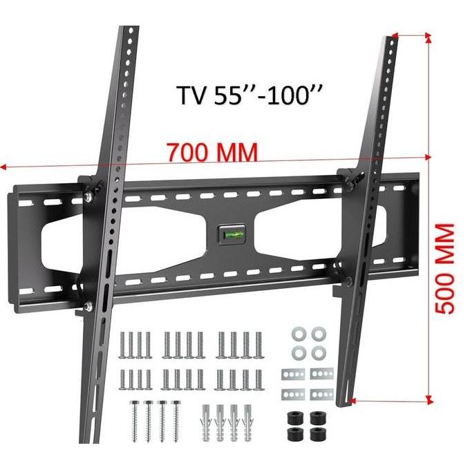 TERBARU - Bracket TV Besar 55-100 Inch VESA 700x500mm Bisa Tilt 15 Derajat & Waterpas Gantungan TV T
