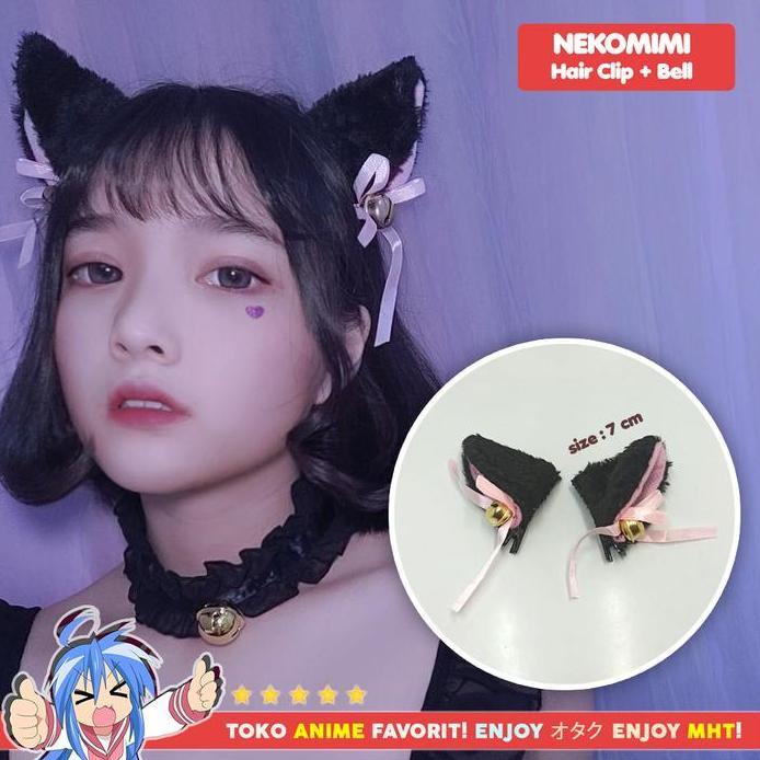 Jepit Rambut Kuping Kucing Neko Mimi Hairclip With Bell Lonceng