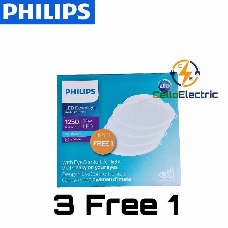 Led Pack Philips Eridani 14 W - Downlight Eridani 14 Watt 3 Gratis 1 Lampu Philips