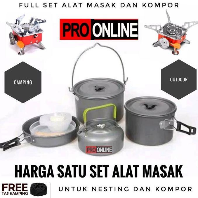 Itaratnasih - Paket Cooking Set Ds 700 - Nesting Alat Masak Kompor Camping Nesting Teko Dan Kompor P