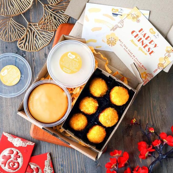 NEW HAMPERS BOX PUDDING ALA GYUKAKU & BITTERBALLEN ALA BRUULE BRULEE BOMB IMLEK HAMPERS / PARSEL CHI