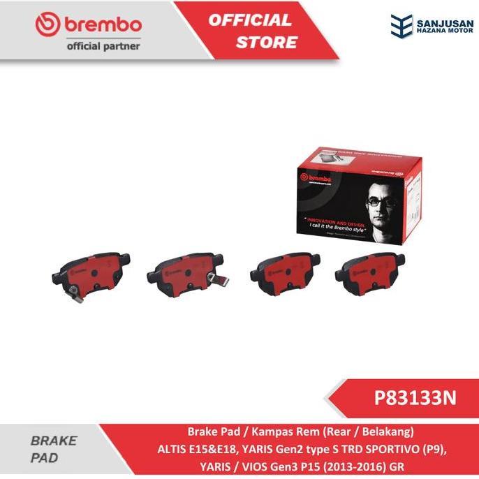 BIG SALE - Brake Pad Rear / Kampas Rem Belakang Brembo ALTIS, YARIS, VIOS - P83133N