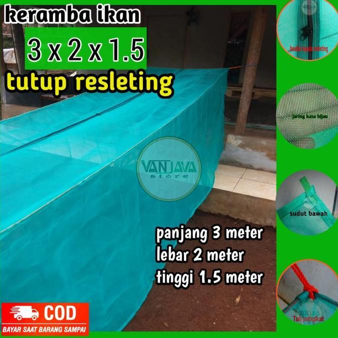 Jaring Ikan-Hapa Ikan-Keramba ikan 3x2x1.5 pakai tutup Kerambah ikan