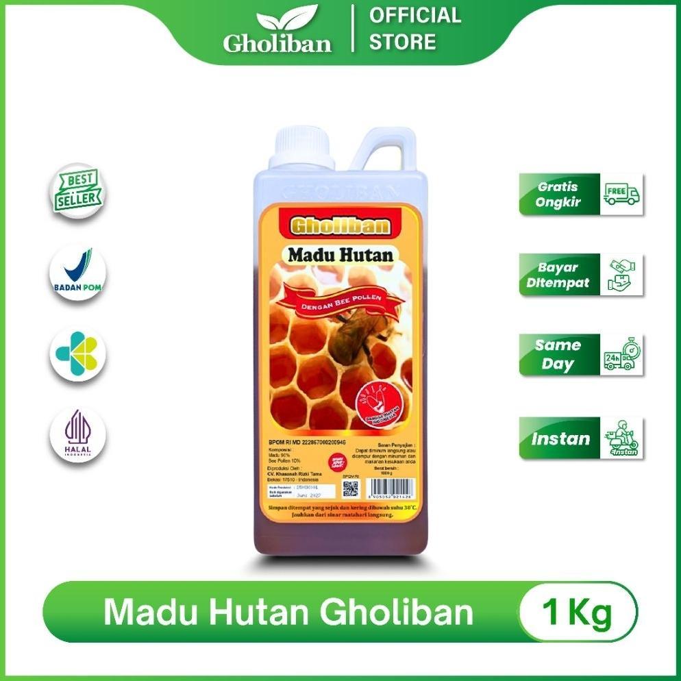 (Terbaru) Gholiban Madu Hutan KLM Plus Bee Pollen 1kg Madu Multimanfaat (Terlaris)